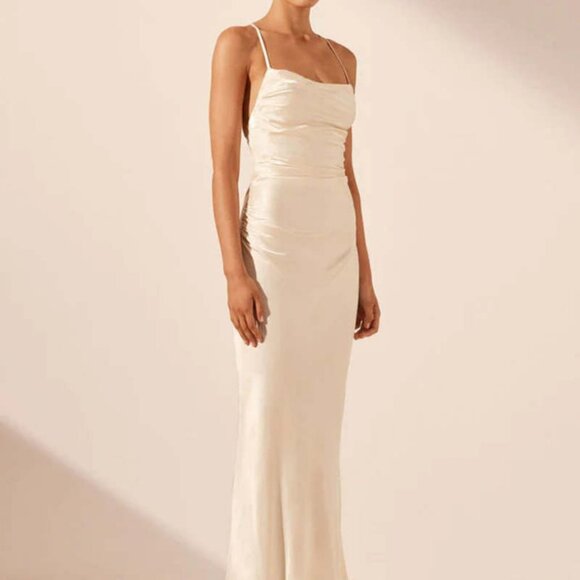NWT Shona Joy La Lune Lace Back Maxi Dress Cream - Picture 1 of 4